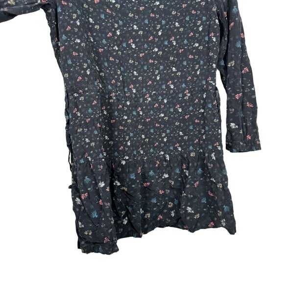 All Saints Lin Rose 100% Silk Floral Long Sleeve Shirt Dress Size 10 Waist Tie - Picture 8 of 16